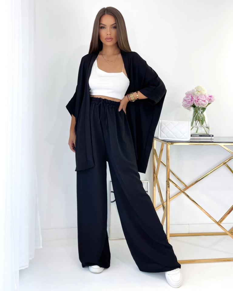 Royalfashion Schwarzes Damen Freizeit-Set