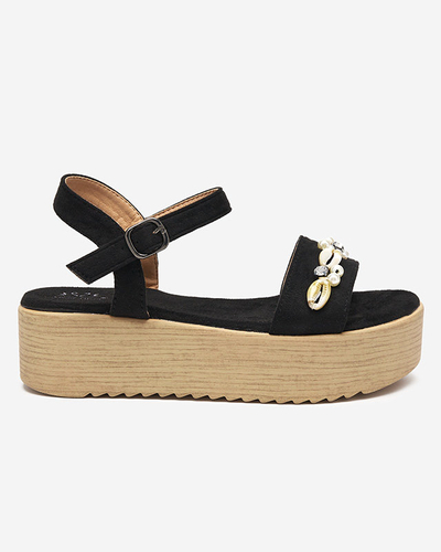 Чорні жіночі босоніжки з оздобленням Zetika