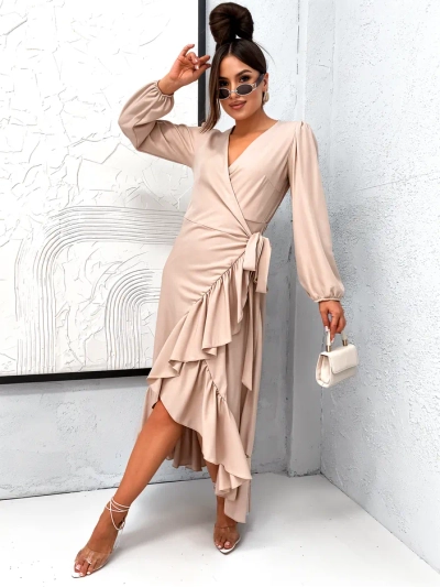 Royalfashion Damen Midi-Kleid mit Rüschen