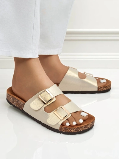 Damen Sandalen gold Ariadne Eco mit flacher Sohle für den Sommer