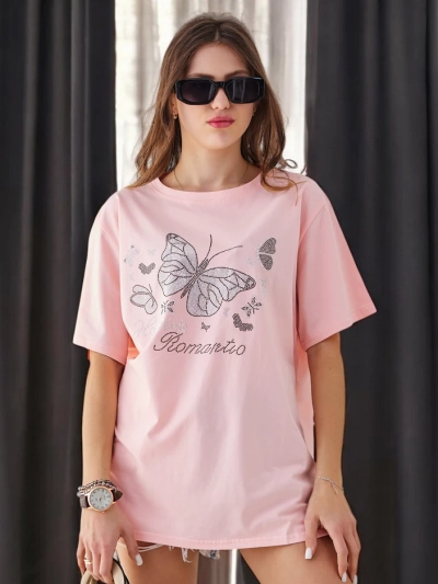Royalfashion Damen Baumwoll-T-Shirt Romantischer Schmetterling