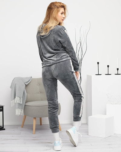 Grauer Damen-Trainingsanzug mit Streifen - Kleidung