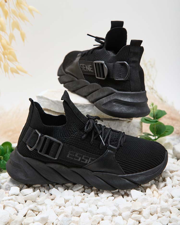 Esmeralda Schwarze Sneakers mit flachem Absatz