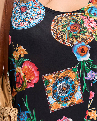 Чорне жіноче коротке плаття з візерунком - Одяг