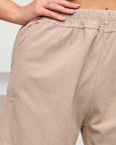 Damen-Shorts aus Baumwolle mit Taschen in Beige - Kleidung