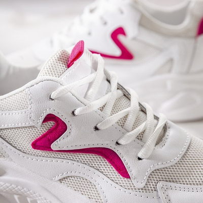 Weiße Papaschuhe mit pinkfarbenem Mia-Einsatz - Schuhe 1