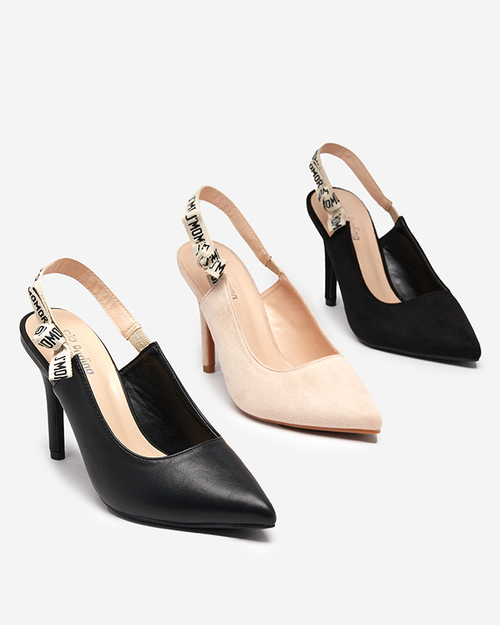 OUTLET Eco - замшеві чорні жіночі туфлі на шпильці зі стрічкою Ristra - Взуття