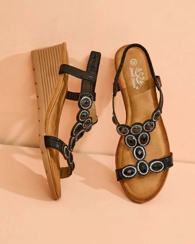 Royalfashion Damen Sandalen mit Zirkonia Obrina