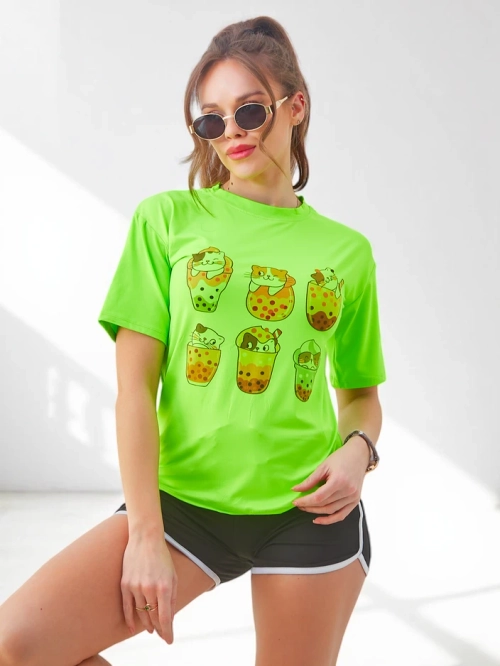 Royalfashion Жіночий спортивний комплект з футболкою та шортами Kitty Cat