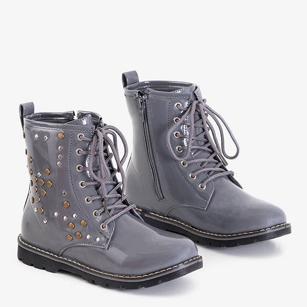 Grau lackierte Isibeal-Kindertaschen - Schuhe