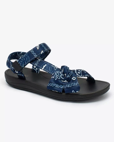 Royalfashion Marineblaue Damen Sandalen mit Schleife Oyall