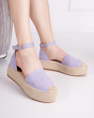 OUTLET Violette Damensandalen a'la Espadrilles auf der Olikar-Plattform - Schuhe