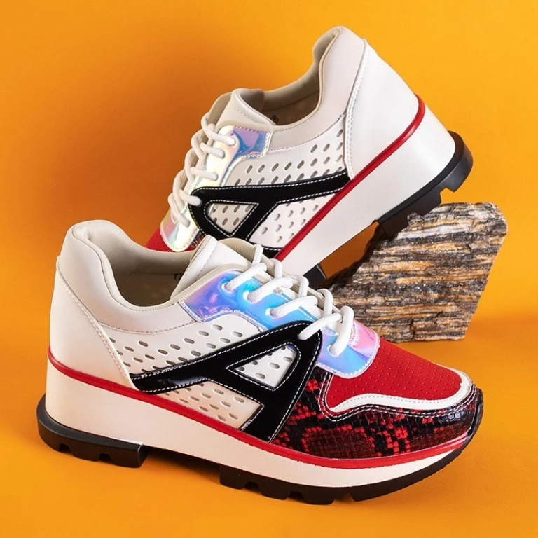 OUTLET Weiße und rote Turnschuhe mit Farbeinsätzen Meia - Footwear
