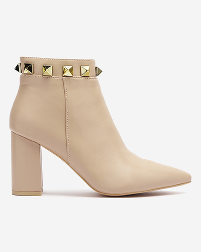 Beige Damenstiefel mit Nieten verziert Sertika - Footwear