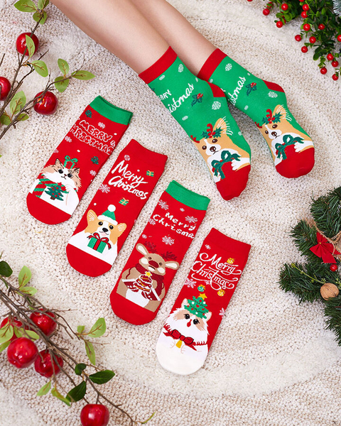 Bunte Damensocken mit Weihnachtsmuster - Unterwäsche