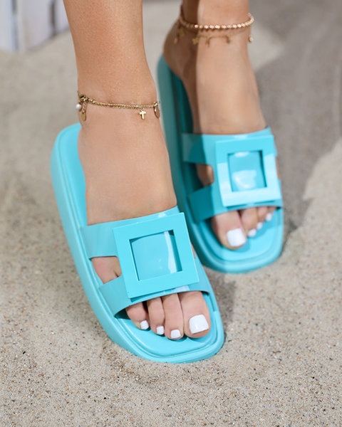 Mintfarbene Damenhausschuhe mit Zegor-Ornament - Schuhe