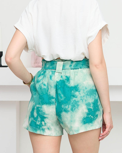 Damenstoff-Shorts mit grünem Aufdruck - Kleidung