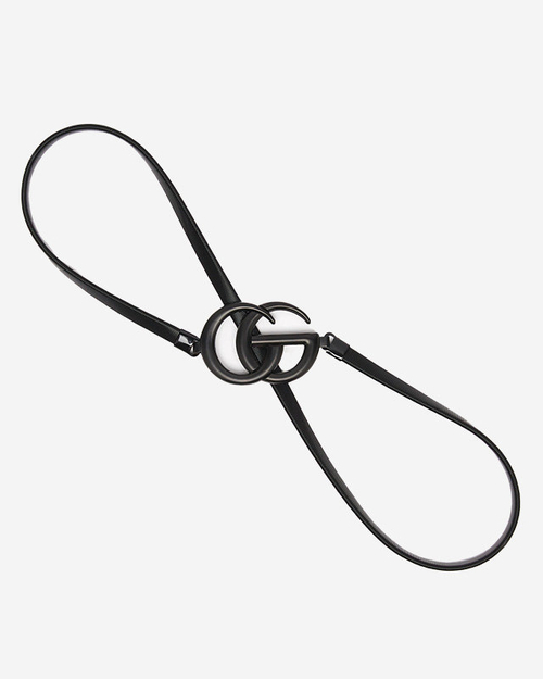 Schwarzer elastischer Damengürtel mit Clip mit Buchstaben - Accessoires