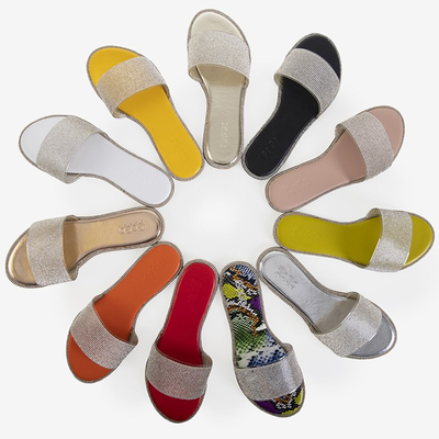 Gelbe Damenpantoffeln mit Zirkonia Verina - Schuhe