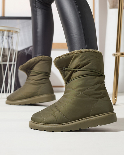 Dunkelgrüne Damenschuhe a'la Schneestiefel Amirfu- Footwear