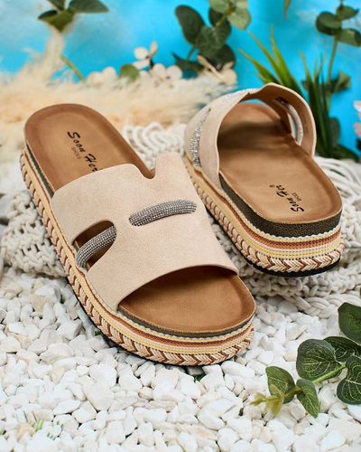 Royalfashion Damen Orolta Zirkonia Flip-Flops