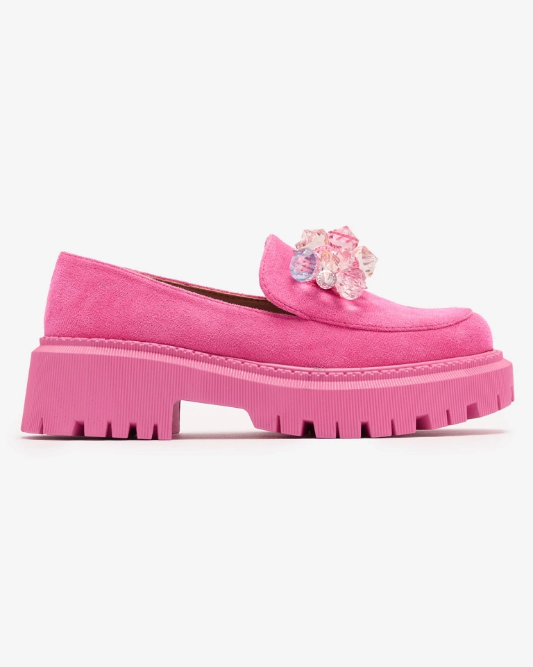 OUTLET Fuchsia Damen Mokassins mit bunten Perlen Hetika - Footwear