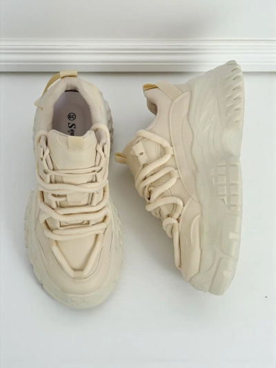Damen-Sneakers Athenia beige aus Öko-Leder mit 6,5 cm Plateau