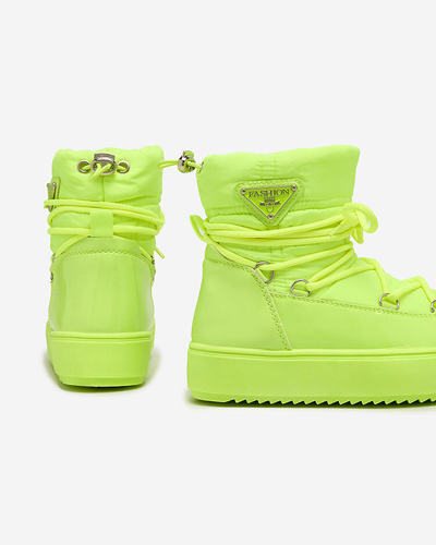 Royalfashion Дитячі черевики-сліпони а-ля снігоступи неоново-жовтого кольору Asifa