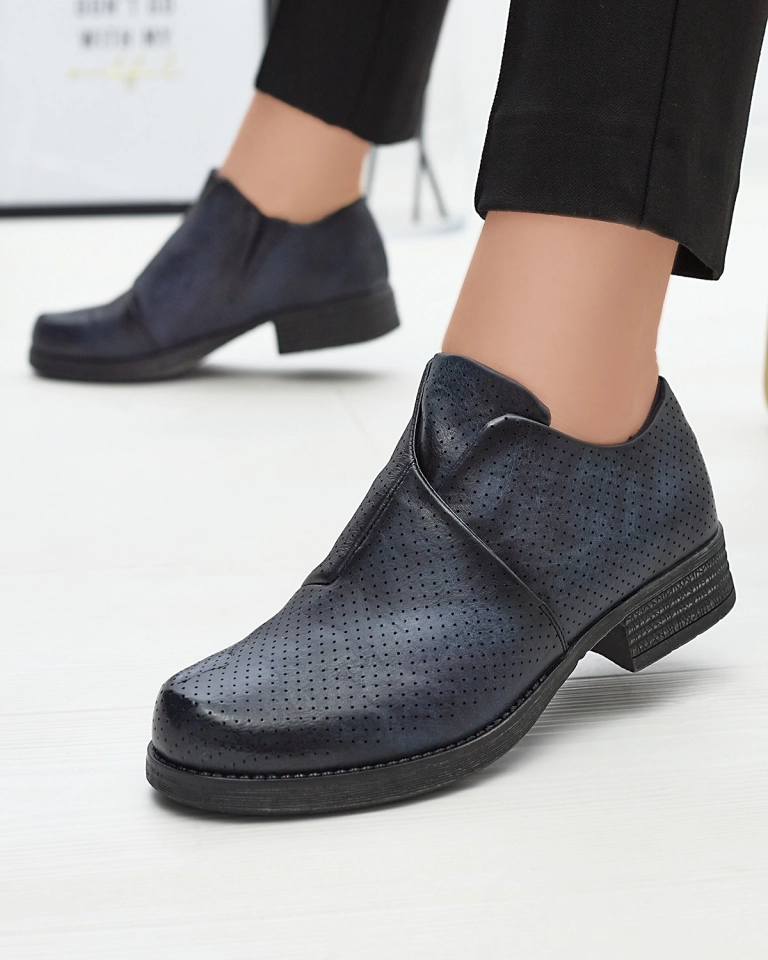 Royalfashion marineblau Damen Öko-Leder Halbschuhe Ilioppa