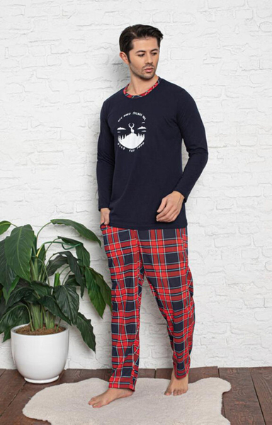 Чоловіча піжама Royalfashion темно-синя з червоним