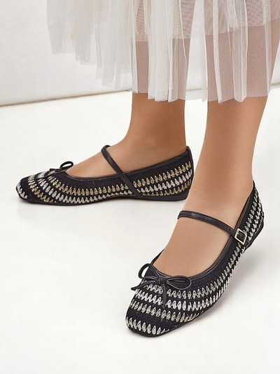 Royalfashion Damen-Ballerinas aus gewebtem Stoff mit Riemen Vanot