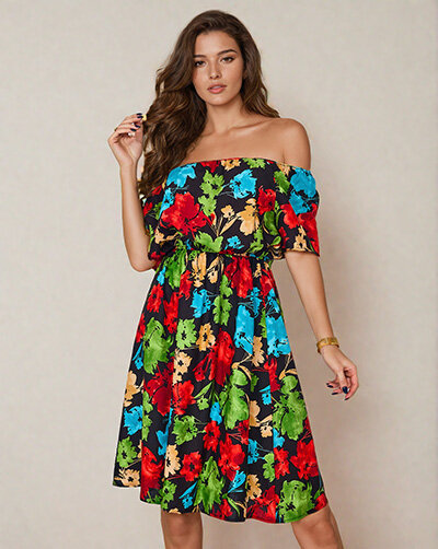 Royalfashion Візерунчаста жіноча міні-сукня а-ля гіпюрованка