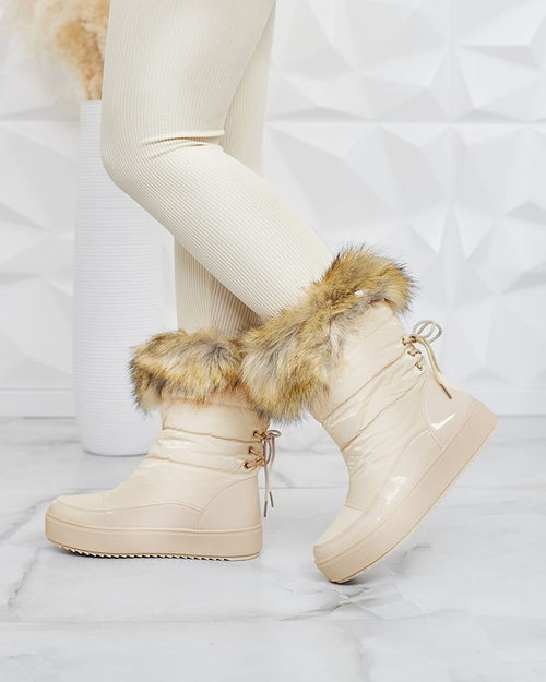 Royalfashion Світло-коричневі черевики-сліпони а-ля снігоступи для жінок Gomllo