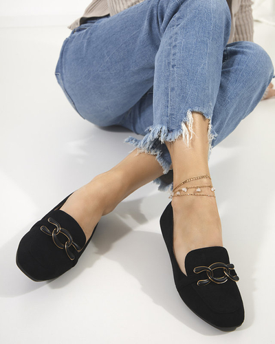 Schwarze Damenmokassins mit Olly-Dekoration - Schuhe
