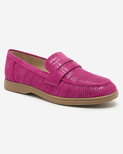 Fuchsia durchbrochene Damenmokassins mit glänzender Oberfläche Idesa - Footwear