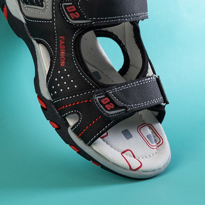 Schwarze Jungensandalen mit Klettverschluss Mediu - Footwear