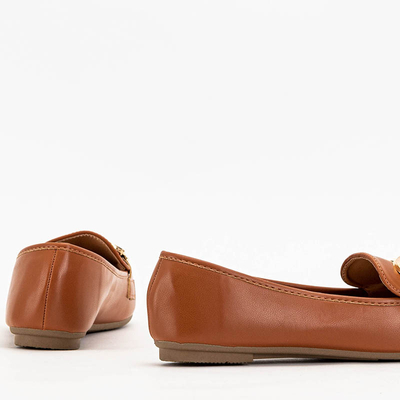 OUTLET Braune Damenmokassins mit Pyolens-Dekoration - Schuhe