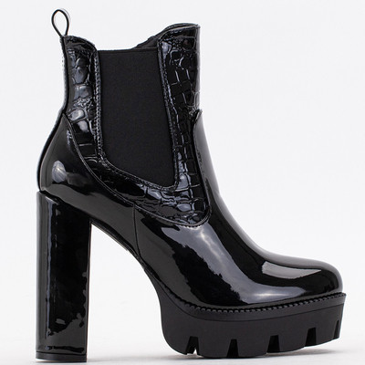 Schwarz lackierte Damenstiefel auf dem Posten von Melangell - Schuhe