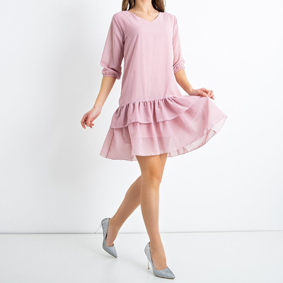 Rosa Kleid der Frauen mit Rüschen - Kleidung