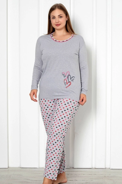 Royalfashion Damen Baumwolle 2-teilige Polka Dot Schlafanzug XXL