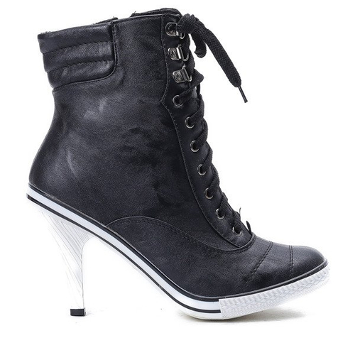 Czarne trampki na szpilce - Obuwie