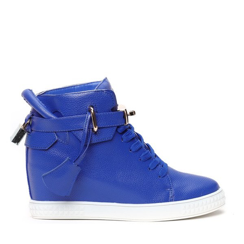 Niebieskie sneakersy na koturnie - Obuwie