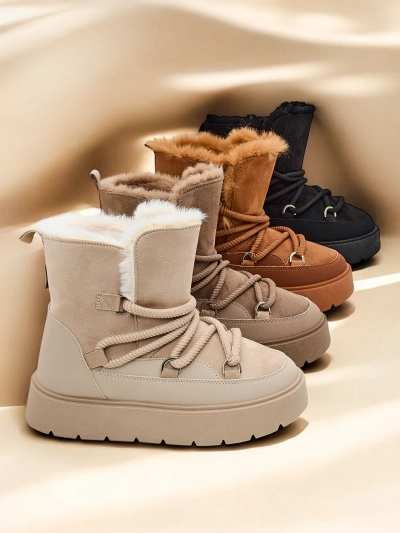 Royalfashion Damen Schnürschnee Stiefel Liloz