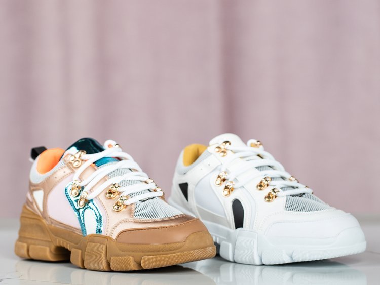 Pink Chunky Sneaker für Damen mit bunten Olyssotia-Einsätzen - Schuhe