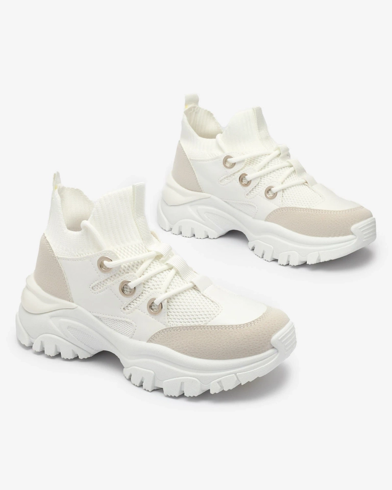 Sportliche Damen-Sneakers in Weiß und Beige Hasola- Footwear