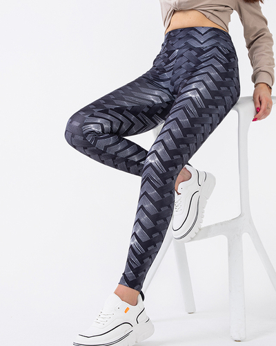 Gemusterte schwarz-weiße Leggings mit hoher Taille für Damen - Kleidung