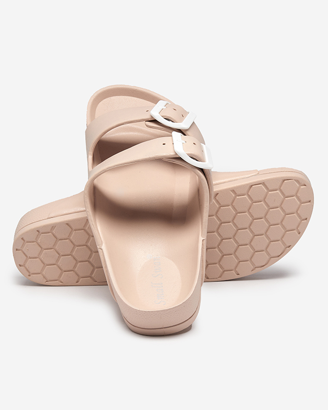 Beige Damenhausschuhe mit Schnallen. Teliwo - Footwear