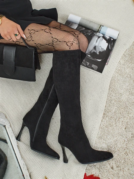 Damen Öko-Wildleder Stiefel mit Stilettoabsatz Arvelora