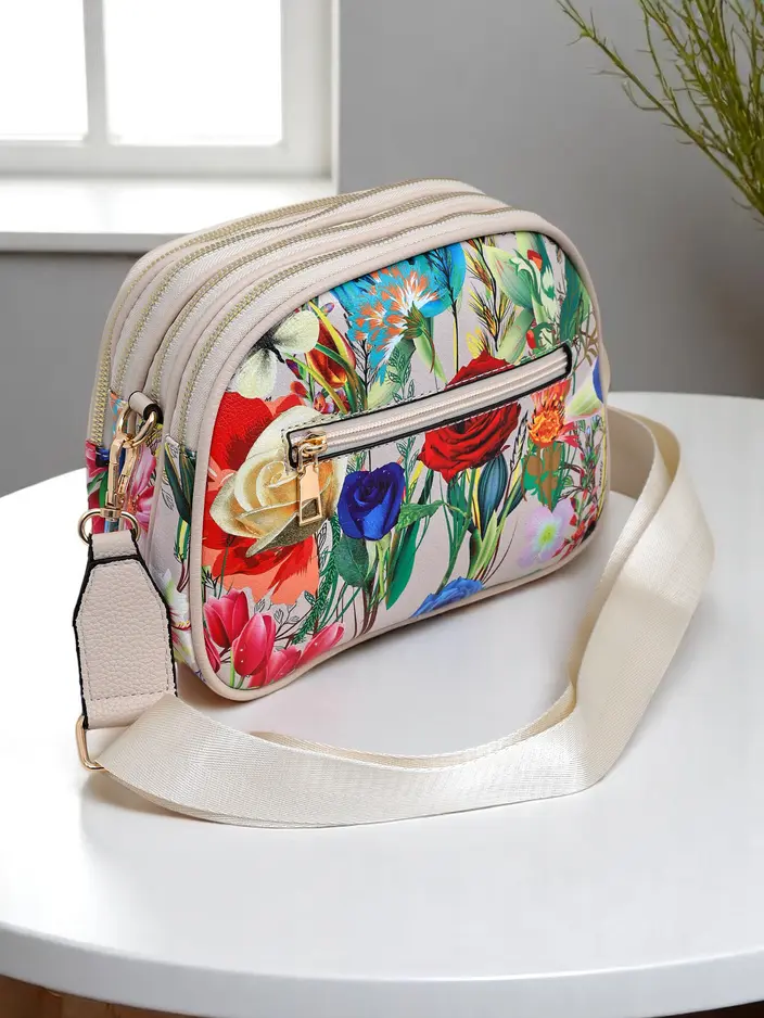 Royalfashion Floral Oval Kleine Damenhandtasche aus Kunstleder
