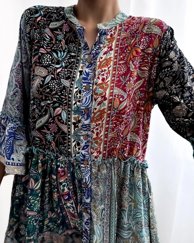 Royalfashion Gemustertes buntes kurzes Damenkleid